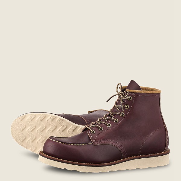 Red Wing Heritage Boots Burgundy - Mens Classic Moc - 6-inch Mesa Leather - 5087-WNHEM